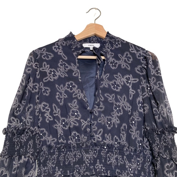 Likely Rowe Floral Tie Neck Dress Size 8 Black - Picture 5 of 13